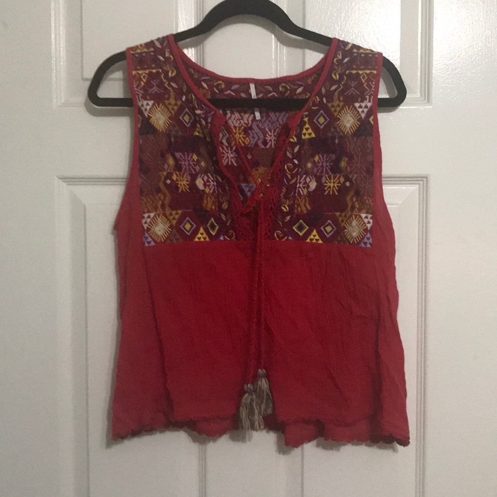 Free people embroidered tank top L